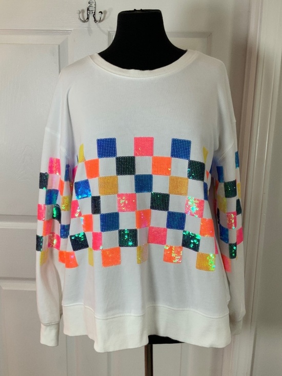 Fantastic Fawn Tops - Fantastic Fawn Square Colorful Sequin Streetwear Party White Size Small